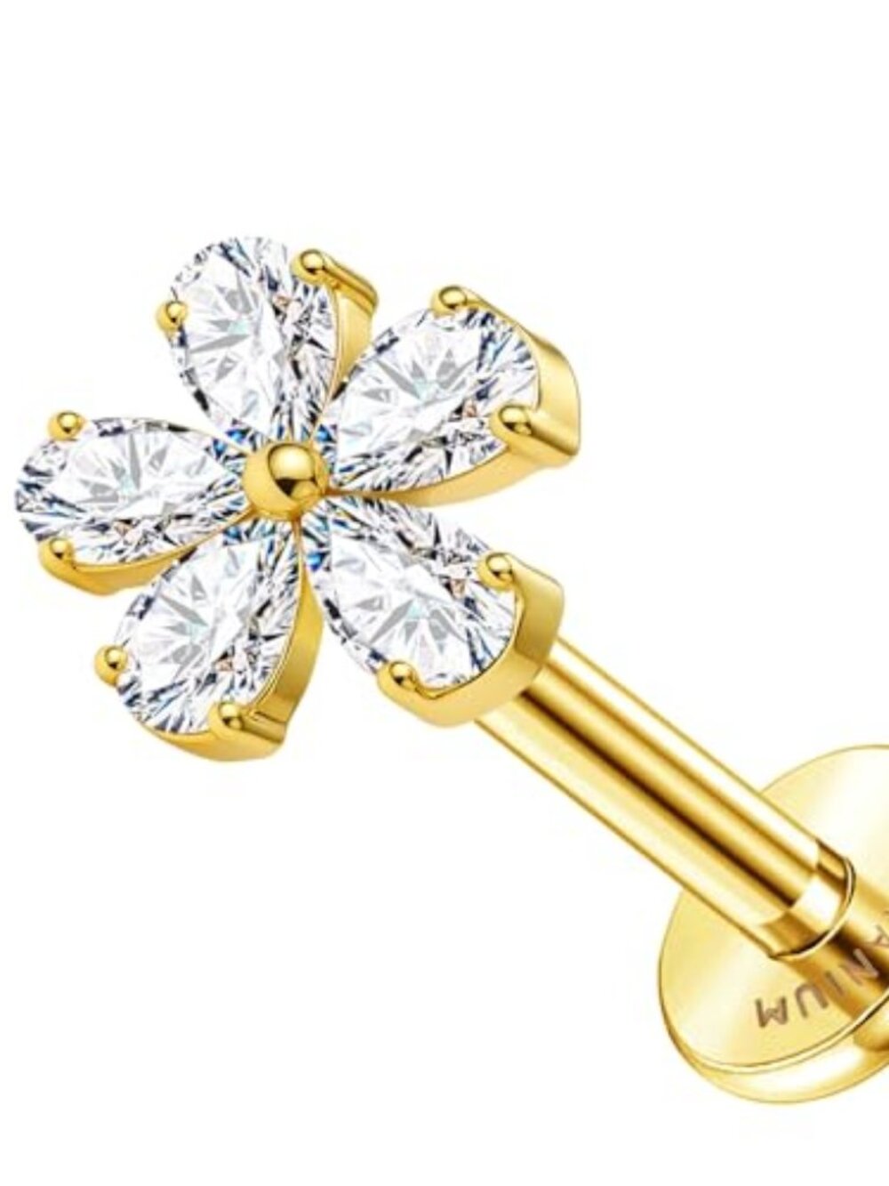 16G Flat Back Earrings G23 Titanium Cartilage Earrings for Women Tragus Piercing